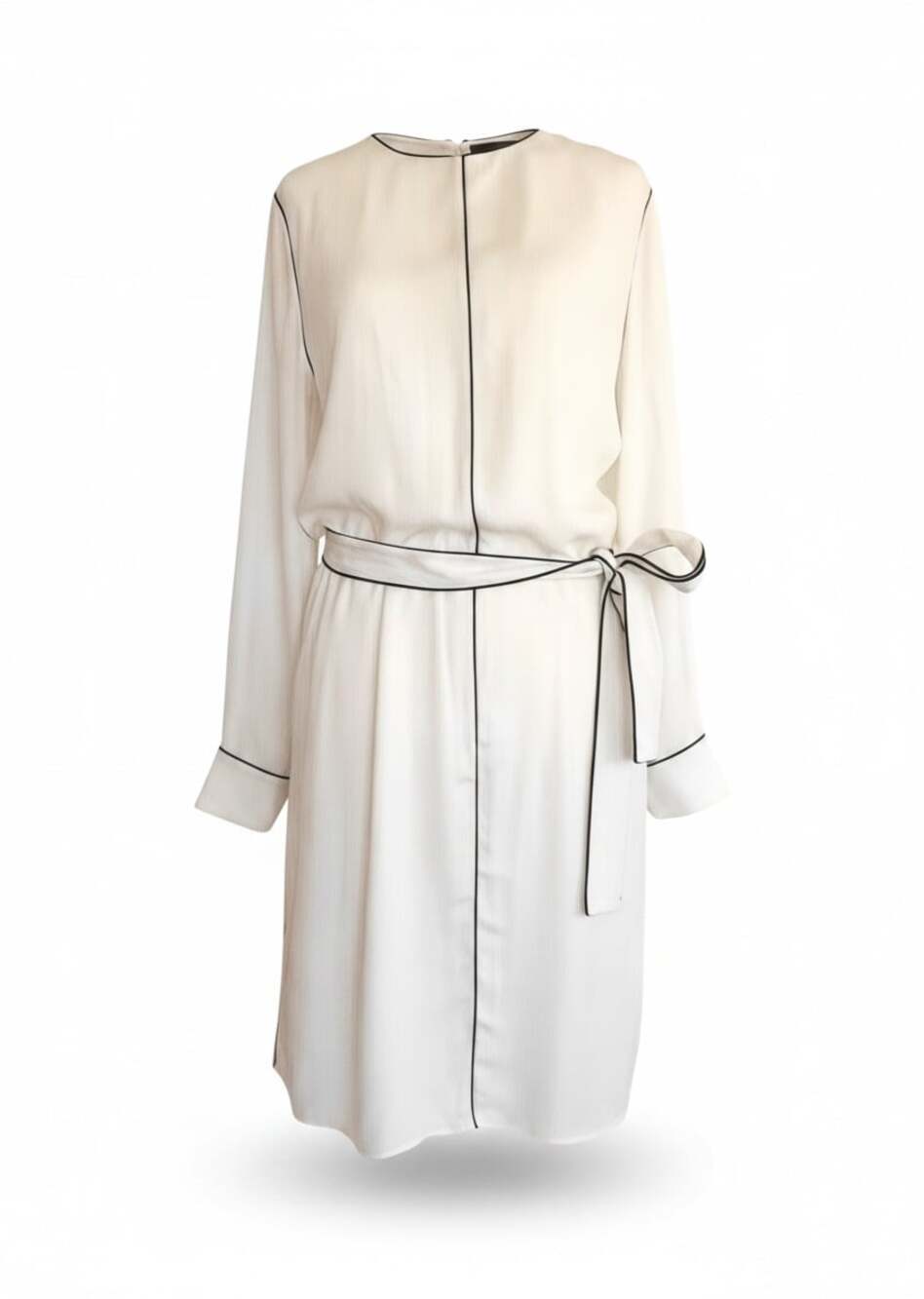 Reiss Elainy Belted Trim Dress in Cream - Picture 1 of 6